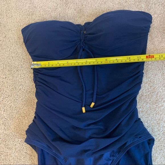 Lauren Ralph Lauren navy blue ruched one piece swimsuit Sz 8 - Picture 4 of 6